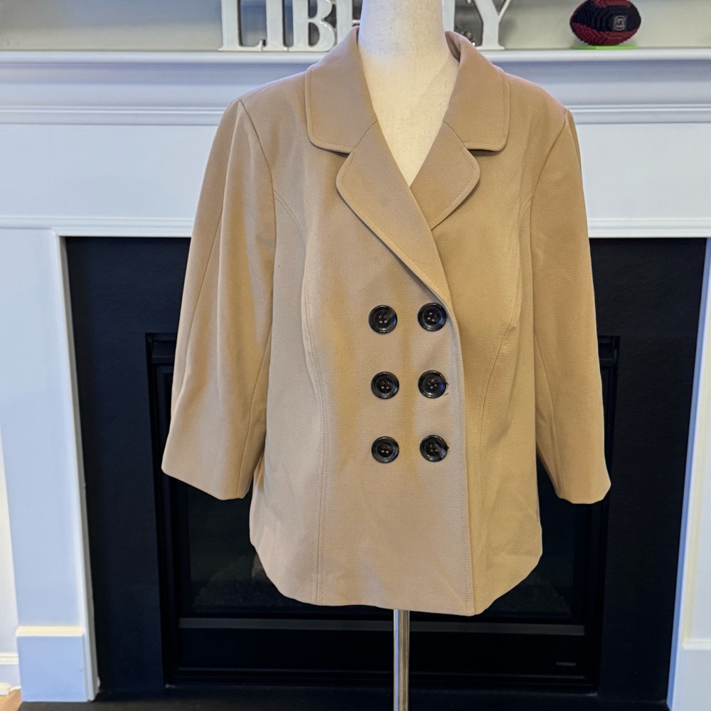 Lane Bryant Neutral Taupe Double-Breasted Blazer | Size 20